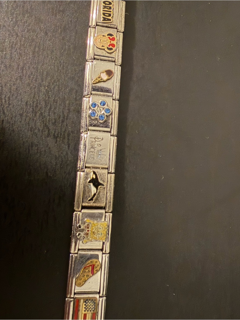 Silver-Tone Italian Link Charm Bracelet with Multicolor Accents - Picture 6 of 9